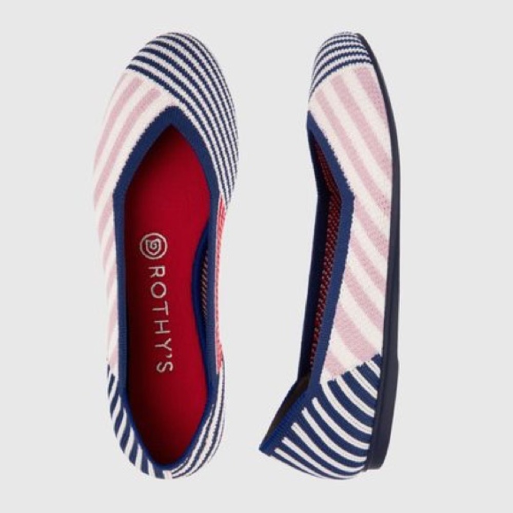 RARE Rothy's Retired Pink Mixed Stripe Flat | US 7